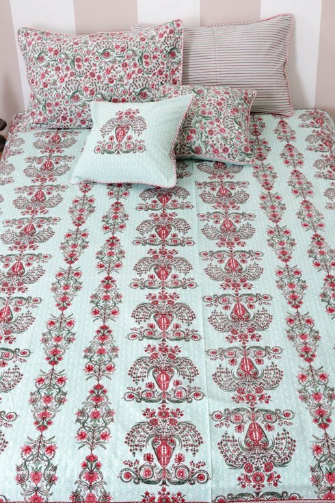 40s Cotton Pillow Cover in Floral Print